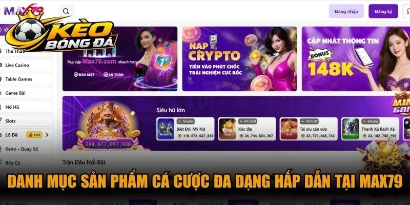 Danh mục sản phẩm cá cược đa dạng hấp dẫn tại Max79