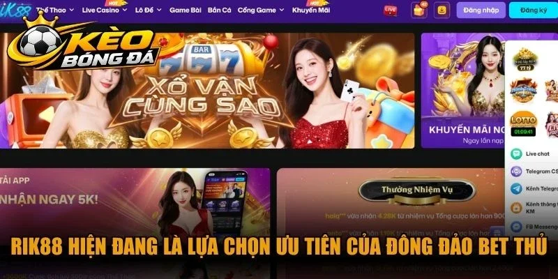 Rik88 hiện đang là lựa chọn ưu tiên của đông đảo bet thủ