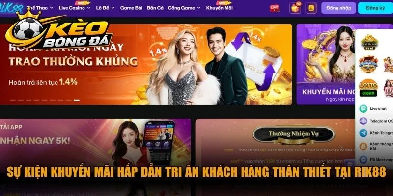 Sự kiện khuyến mãi hấp dẫn tri ân khách hàng thân thiết tại Rik88